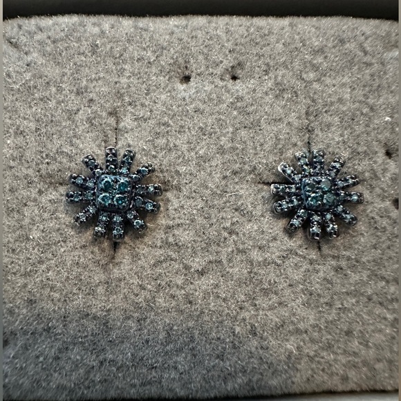 Sunburst Blue Diamond earrings by Colleen Lopez - Picture 7 of 7